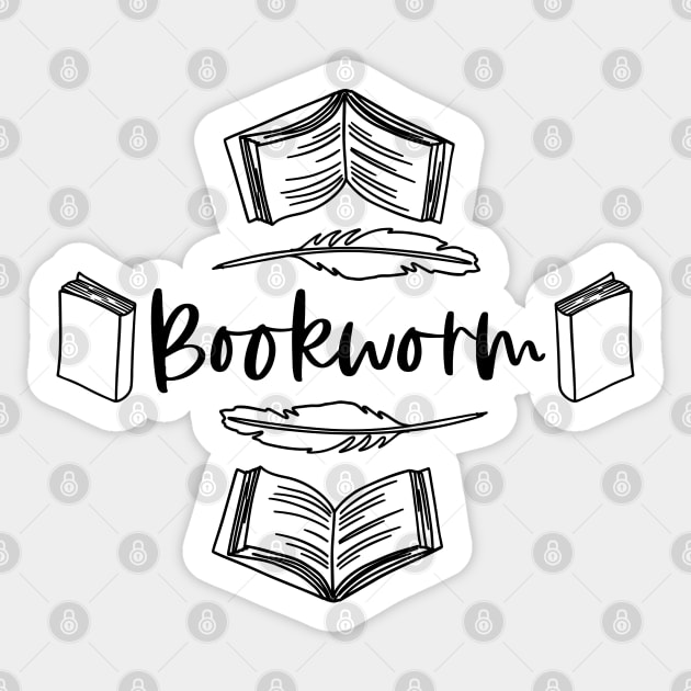 Bookworm - Black - Book Lover Reader Sticker by Millusti